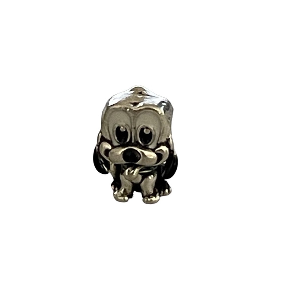 Silver Pluto Dog Charm Green Collar for Pandora or Similar Bracelets Disney